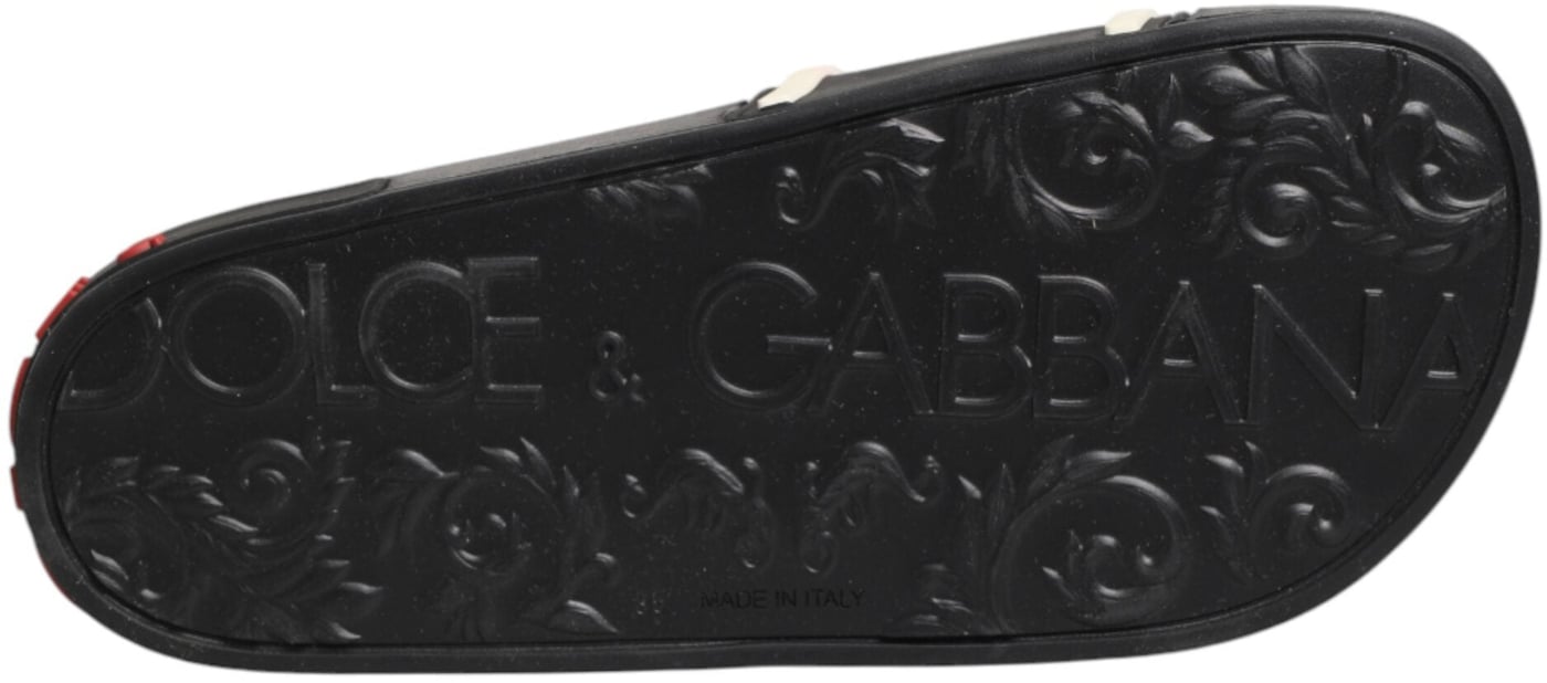 Dolce & Gabbana Black Rubber Slides Sandals Beachwear Shoes