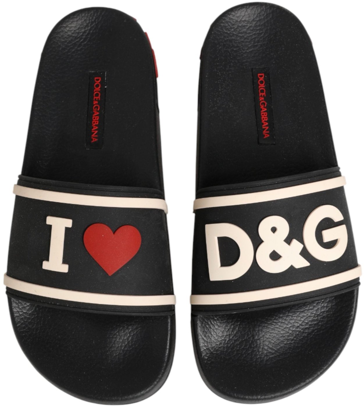 Dolce & Gabbana Black Rubber Slides Sandals Beachwear Shoes