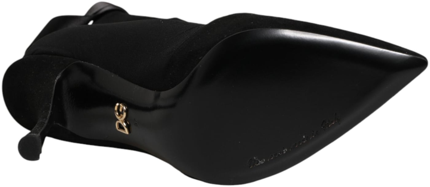 Dolce & Gabbana Black Stiletto Heels Lace Up Boots Shoes