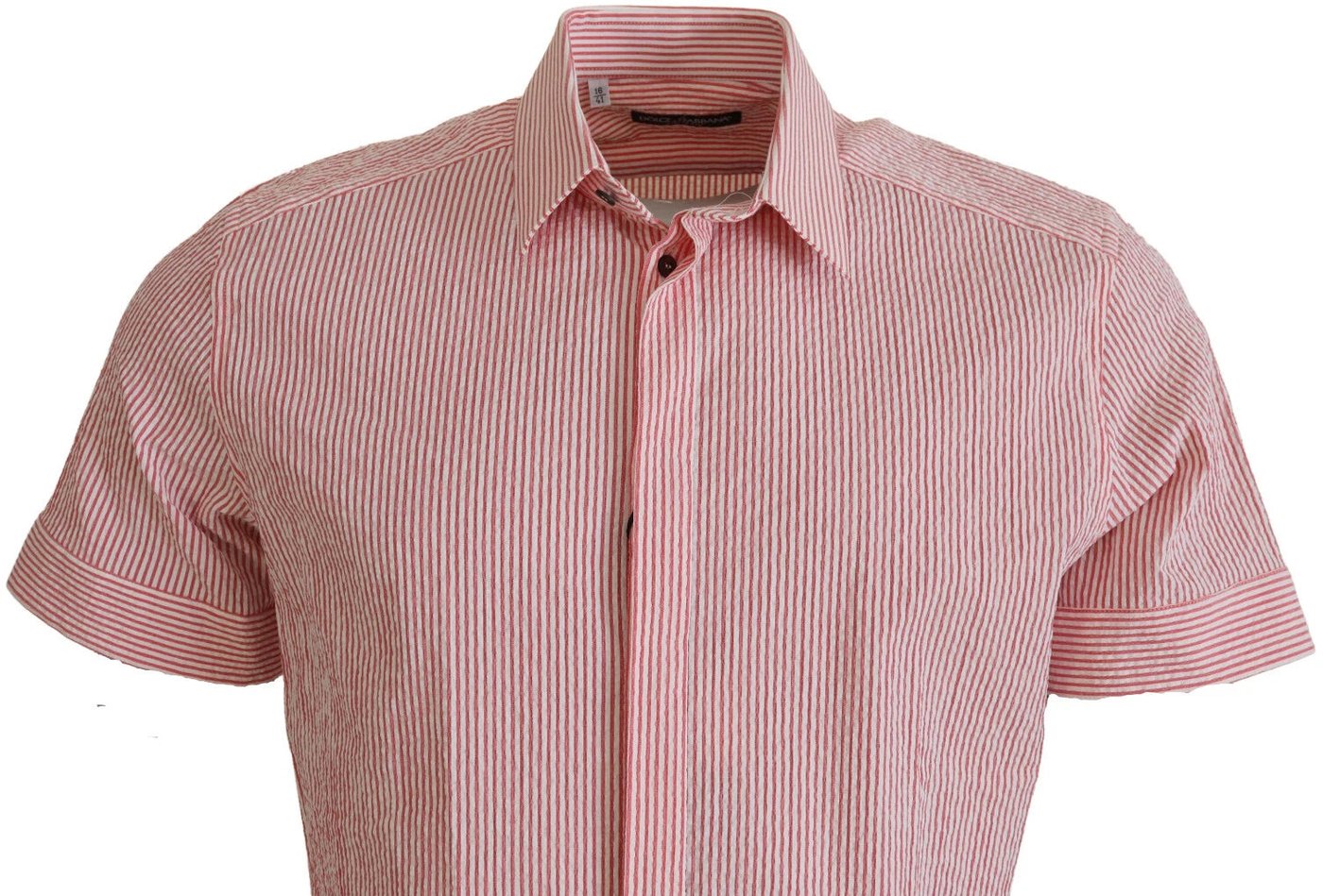Dolce & Gabbana Red White Striped Cotton Short Sleeve Shirt