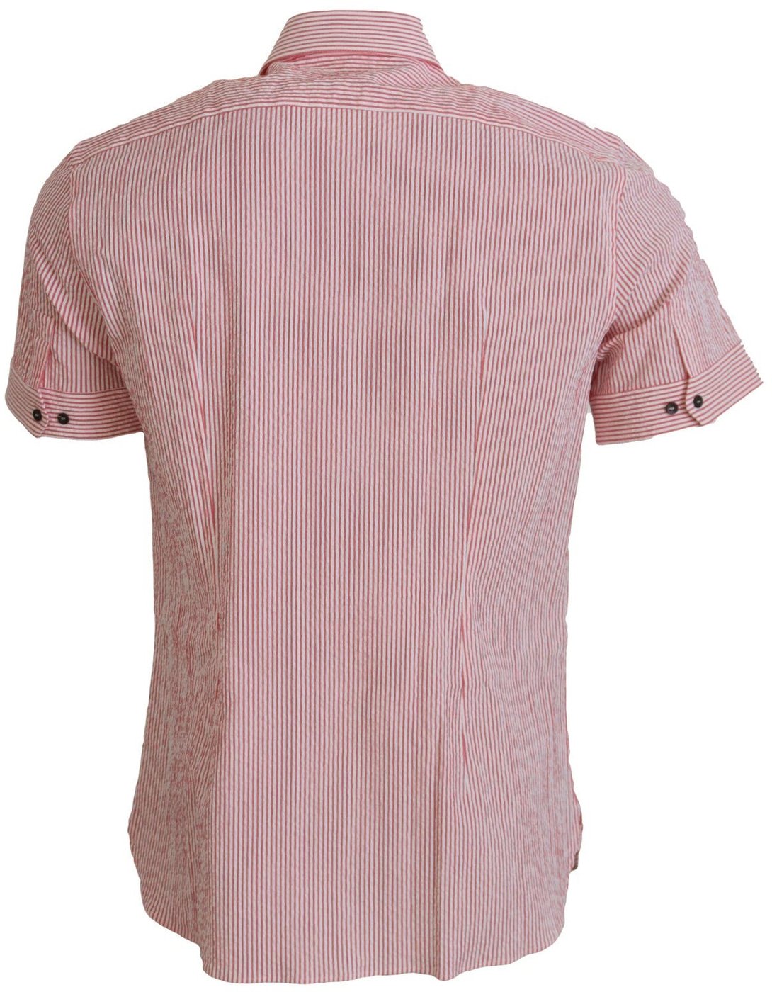 Dolce & Gabbana Red White Striped Cotton Short Sleeve Shirt
