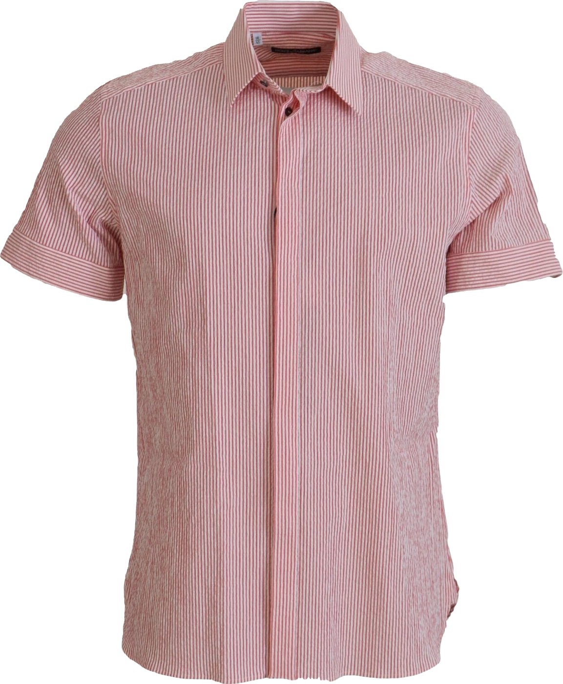 Dolce & Gabbana Red White Striped Cotton Short Sleeve Shirt