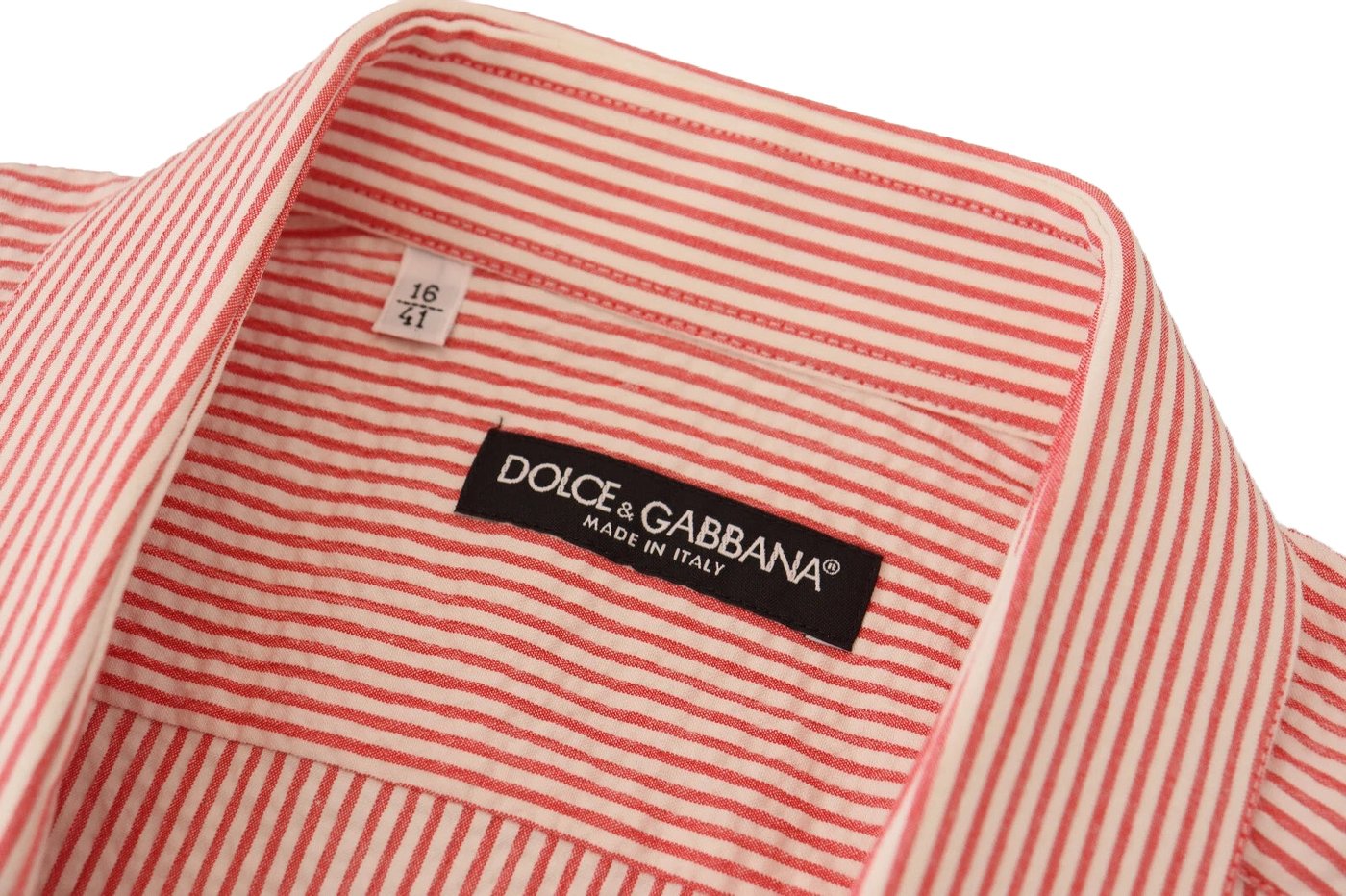 Dolce & Gabbana Red White Striped Cotton Short Sleeve Shirt
