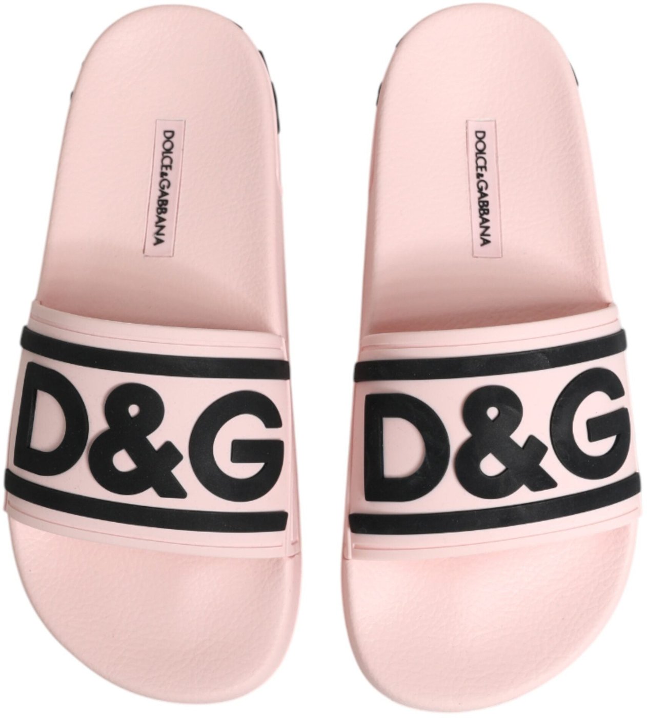 Dolce & Gabbana Pink Rubber Slides Sandals Beachwear Shoes