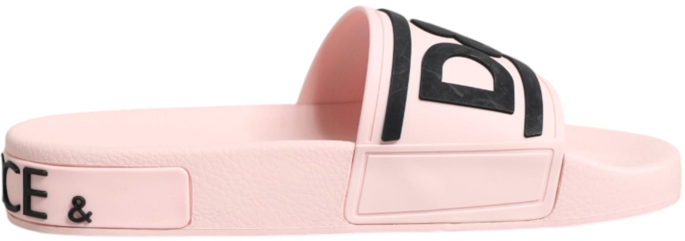 Dolce & Gabbana Pink Rubber Slides Sandals Beachwear Shoes