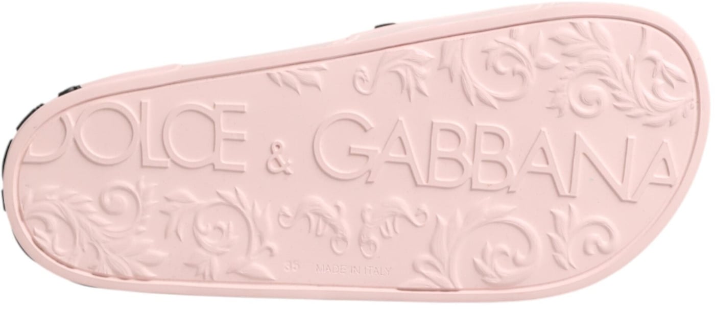 Dolce & Gabbana Pink Rubber Slides Sandals Beachwear Shoes