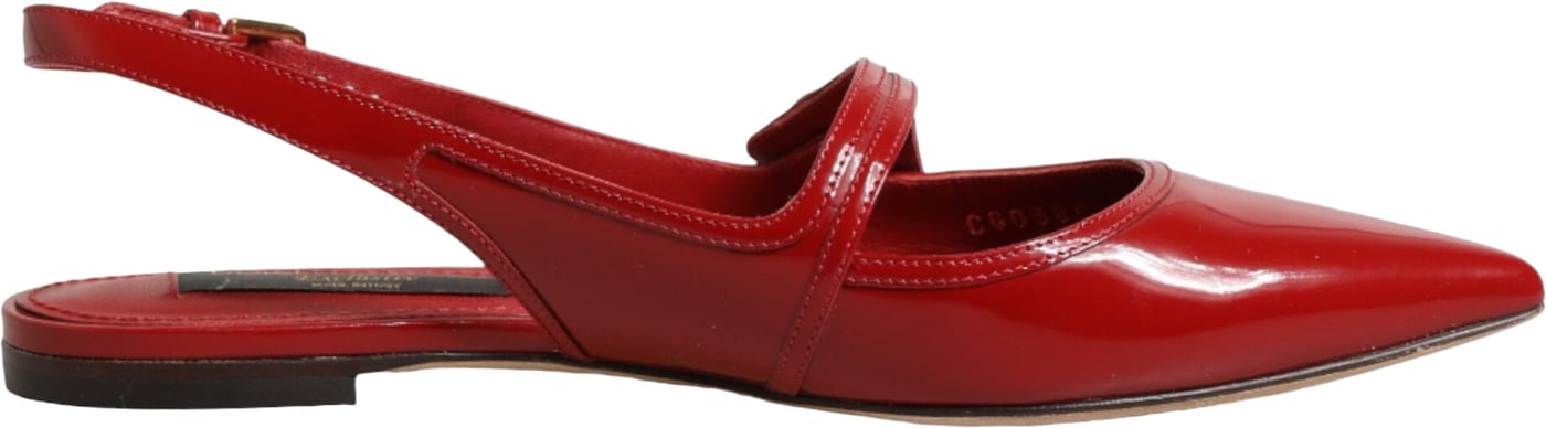 Dolce & Gabbana Red Leather Slingback Flats Sandals Shoes