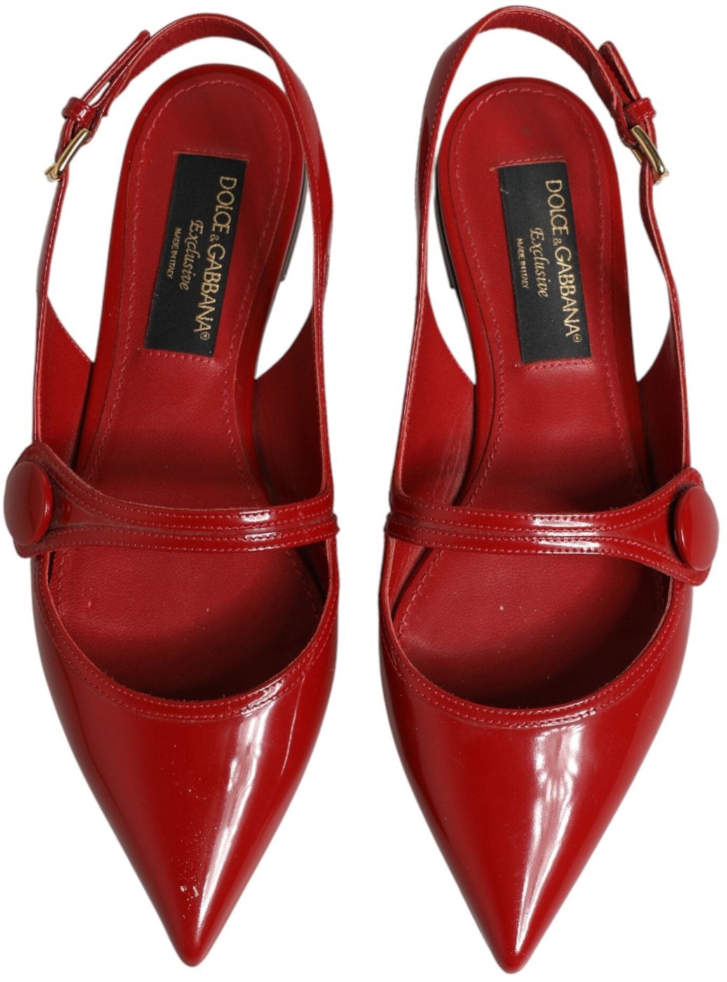 Dolce & Gabbana Red Leather Slingback Flats Sandals Shoes