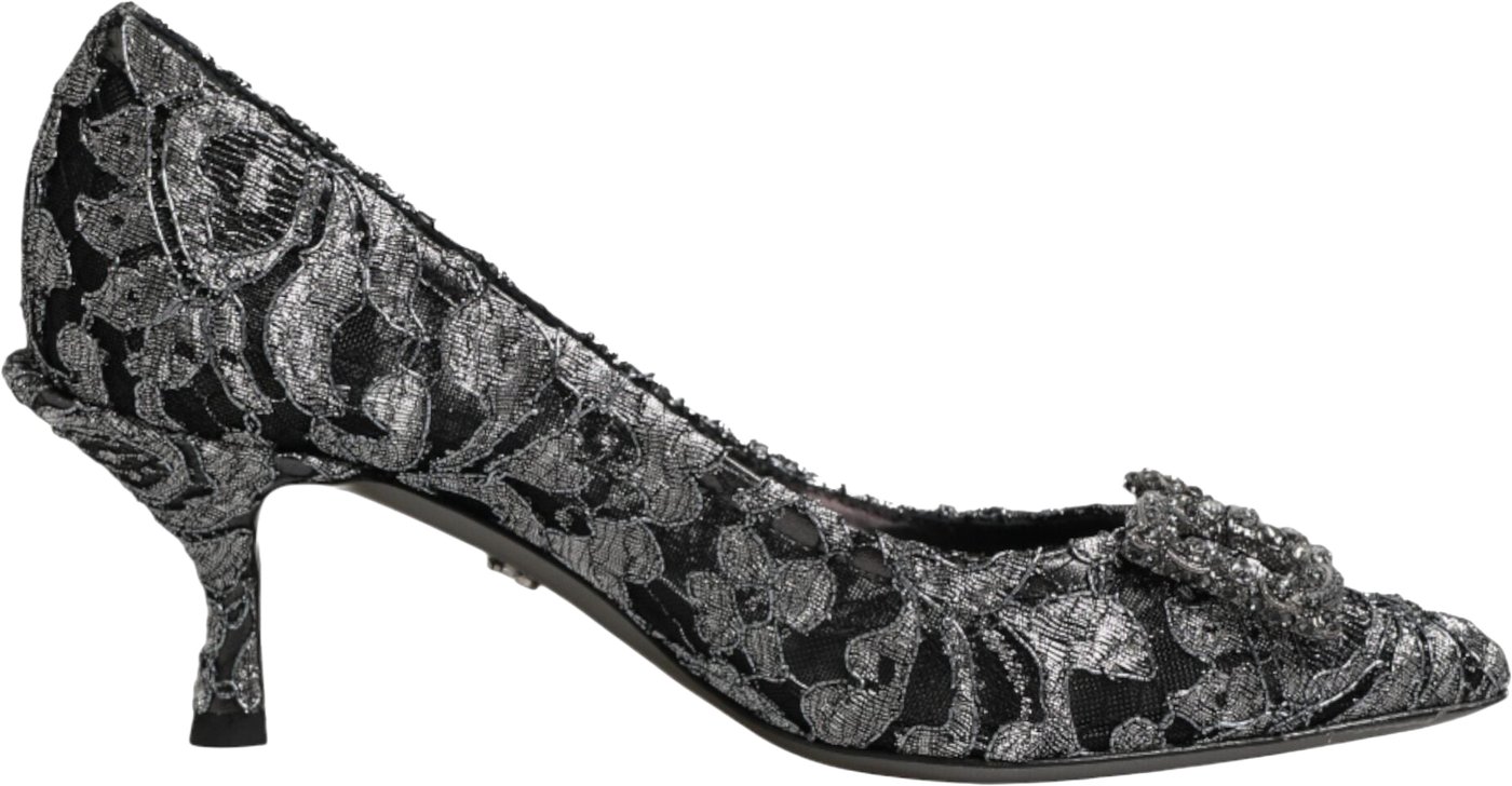 Dolce & Gabbana Silver Lace DG Amore Heels Pumps Shoes
