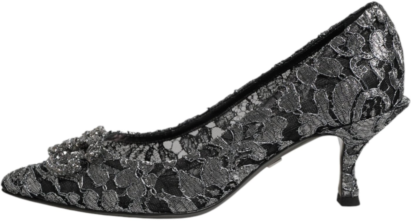Dolce & Gabbana Silver Lace DG Amore Heels Pumps Shoes
