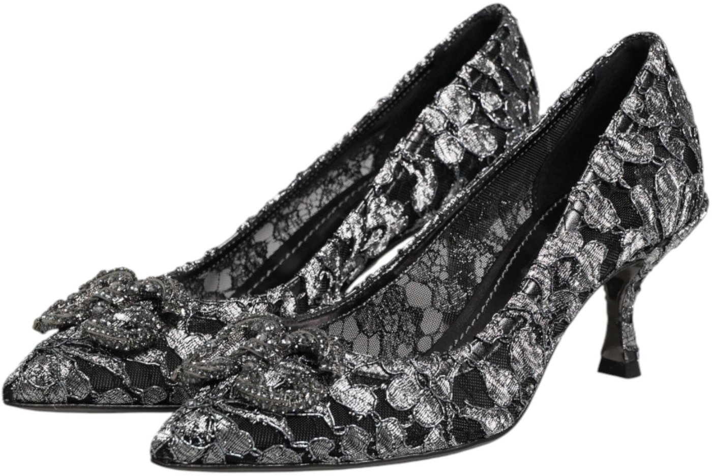 Dolce & Gabbana Silver Lace DG Amore Heels Pumps Shoes