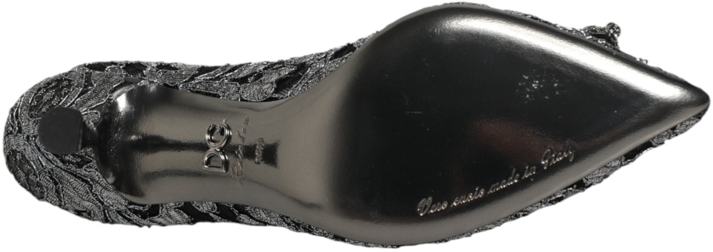 Dolce & Gabbana Silver Lace DG Amore Heels Pumps Shoes