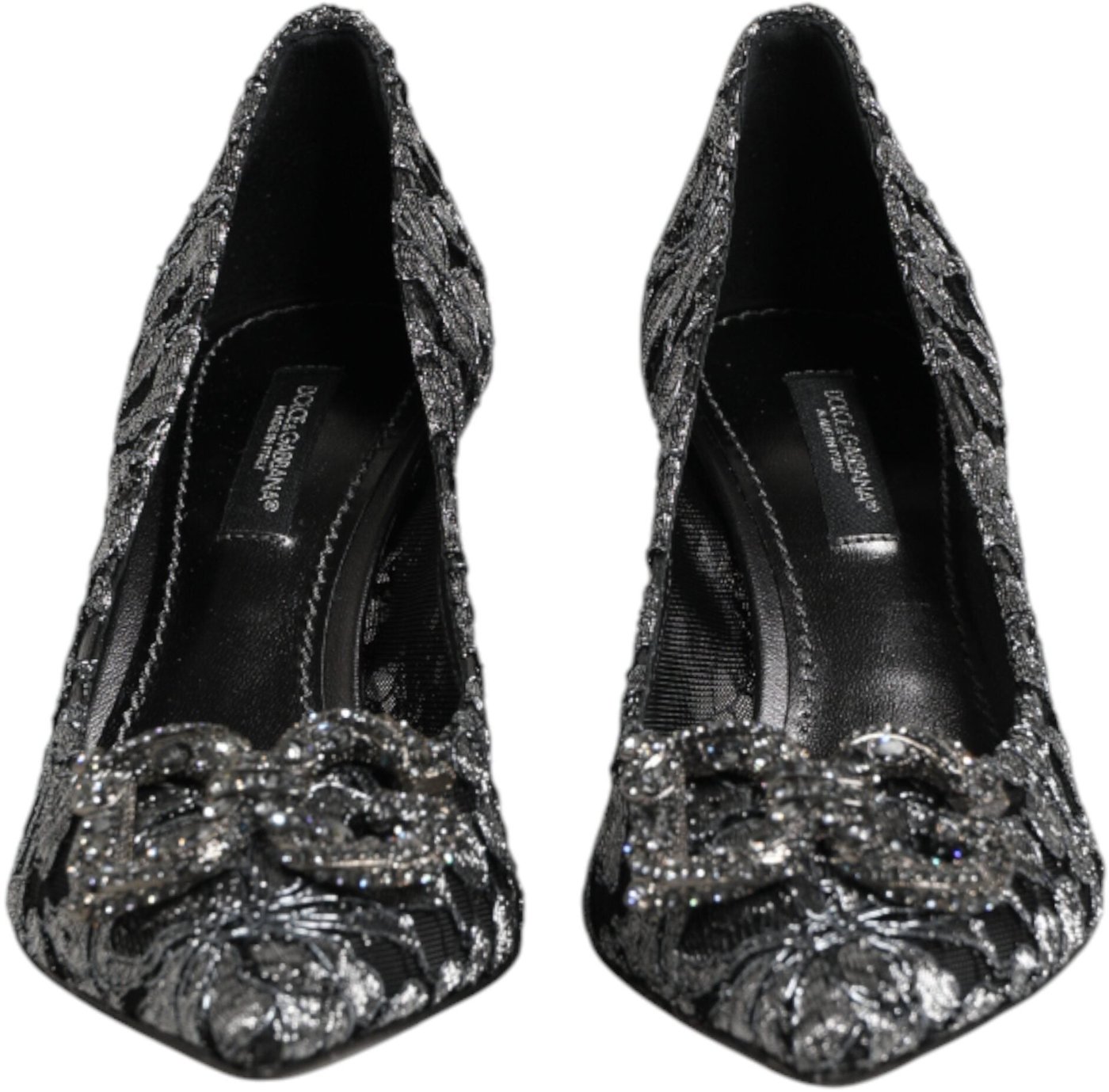 Dolce & Gabbana Silver Lace DG Amore Heels Pumps Shoes