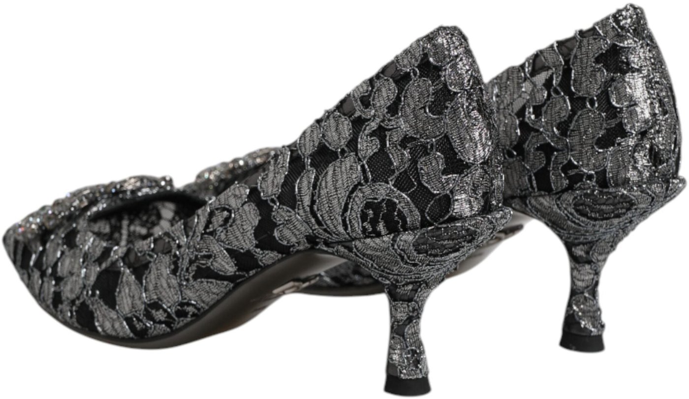Dolce & Gabbana Silver Lace DG Amore Heels Pumps Shoes
