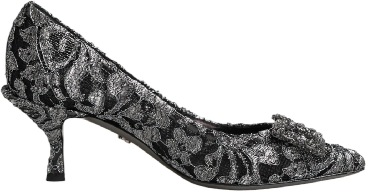 Dolce & Gabbana Silver Lace DG Amore Heels Pumps Shoes