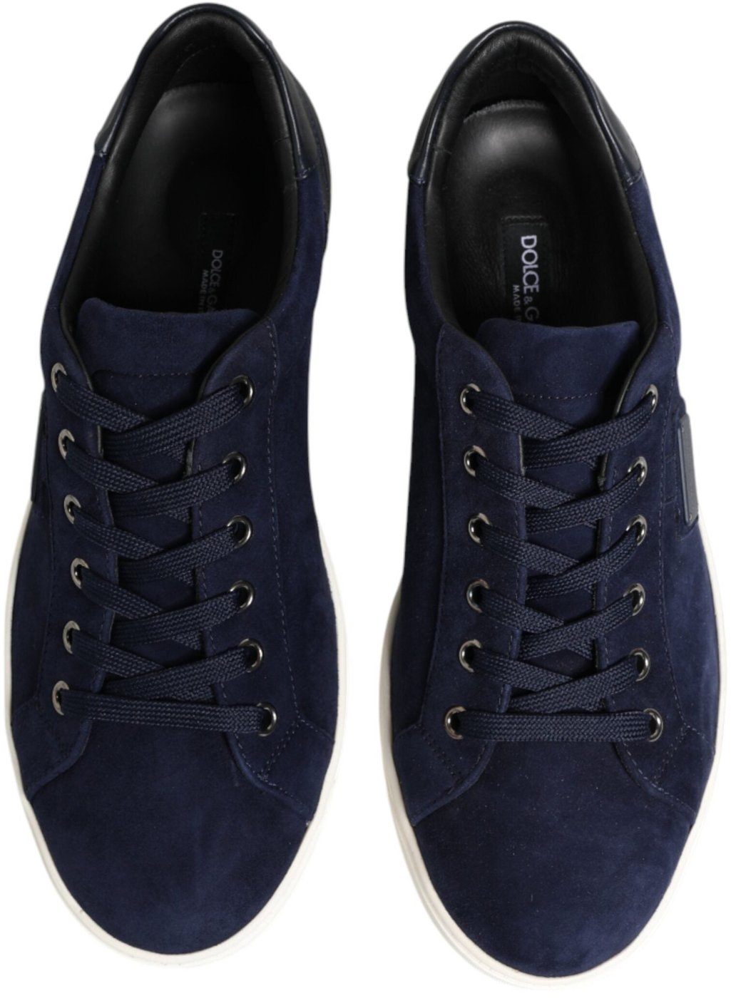 Dolce & Gabbana Blue Leather Suede Low Top Sneakers Shoes