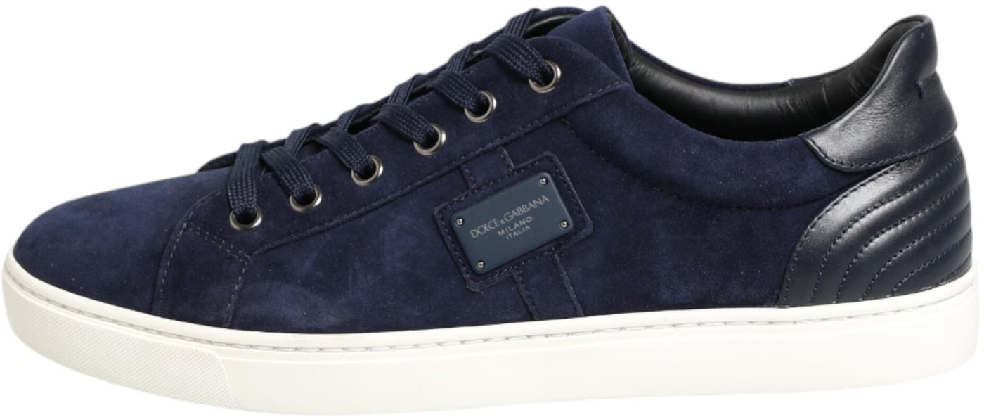 Dolce & Gabbana Blue Leather Suede Low Top Sneakers Shoes