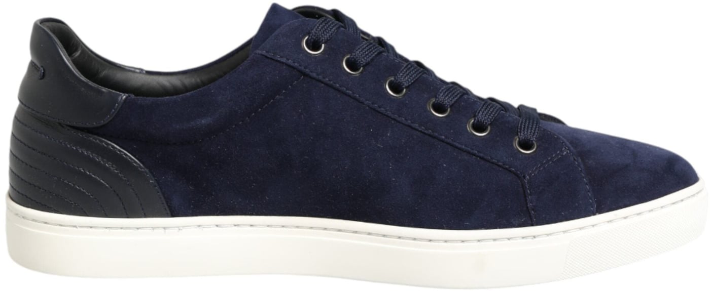 Dolce & Gabbana Blue Leather Suede Low Top Sneakers Shoes