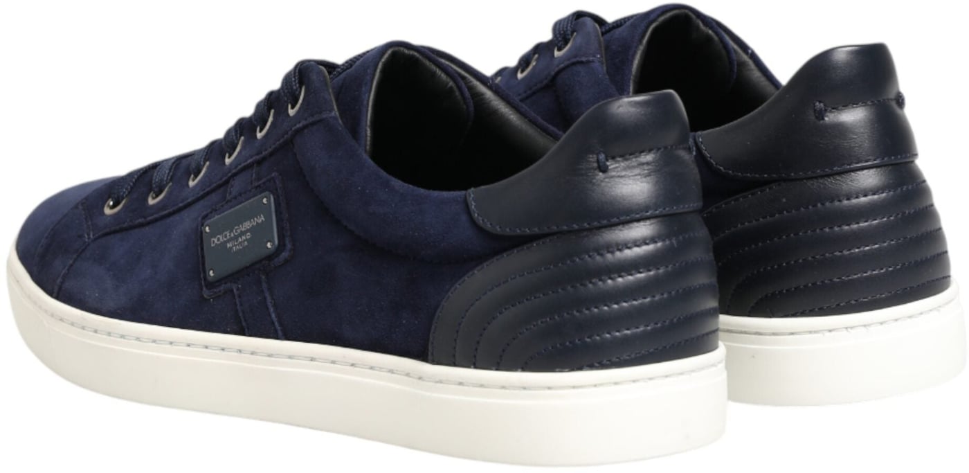 Dolce & Gabbana Blue Leather Suede Low Top Sneakers Shoes