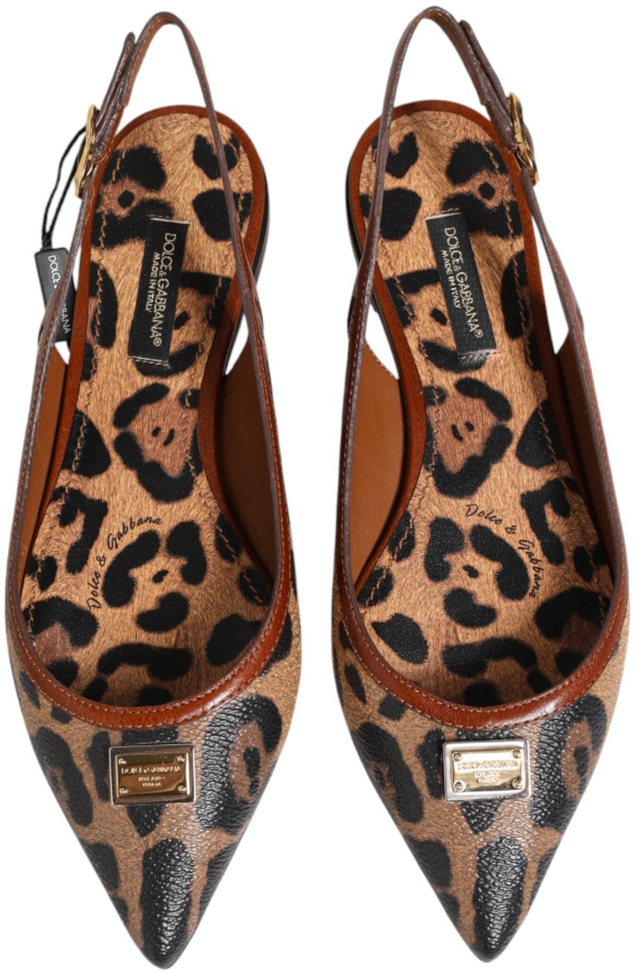 Dolce & Gabbana Brown Leopard Slingback Flats Sandals Shoes