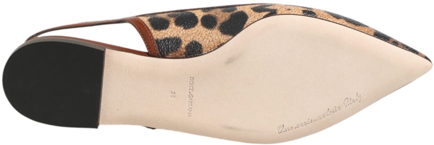 Dolce & Gabbana Brown Leopard Slingback Flats Sandals Shoes