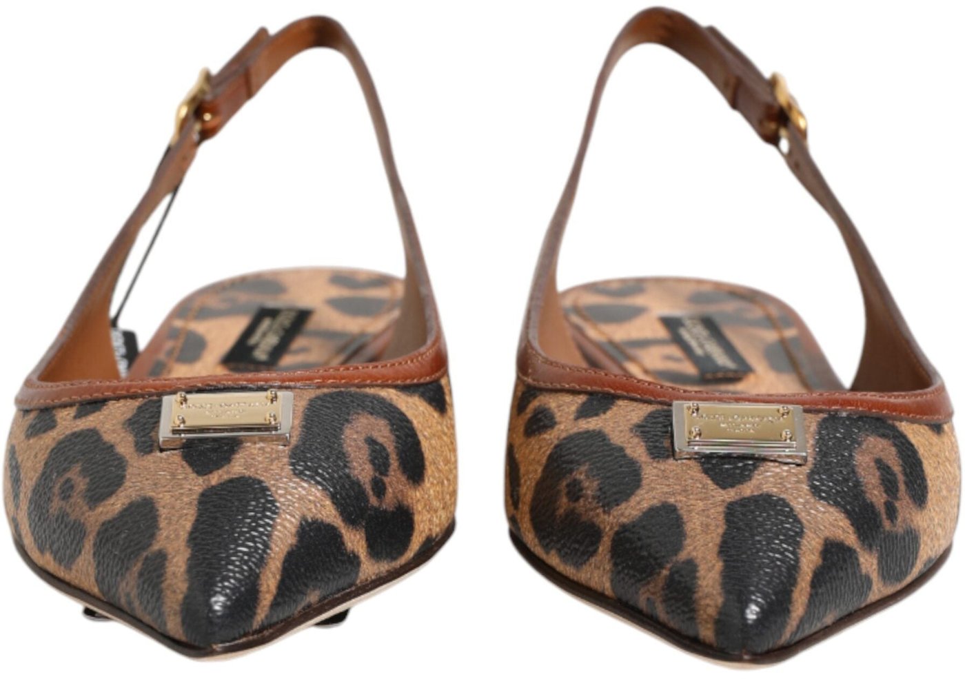 Dolce & Gabbana Brown Leopard Slingback Flats Sandals Shoes