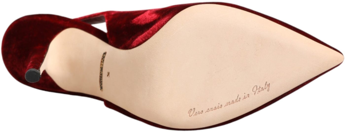 Dolce & Gabbana Red Suede High Heels Slingbacks Sandals Shoes
