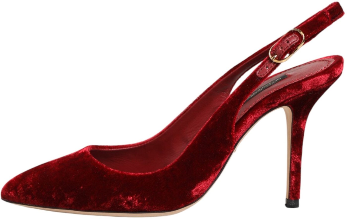 Dolce & Gabbana Red Suede High Heels Slingbacks Sandals Shoes