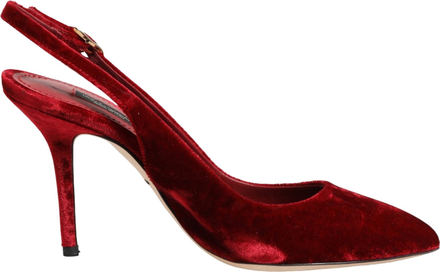 Dolce & Gabbana Red Suede High Heels Slingbacks Sandals Shoes