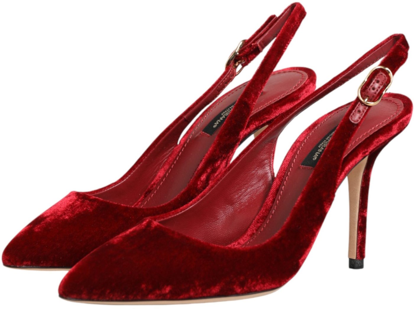 Dolce & Gabbana Red Suede High Heels Slingbacks Sandals Shoes