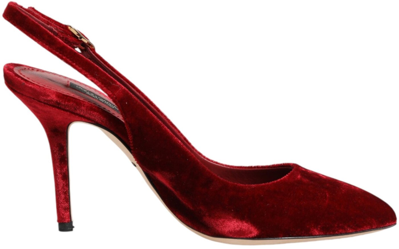 Dolce & Gabbana Red Suede High Heels Slingbacks Sandals Shoes