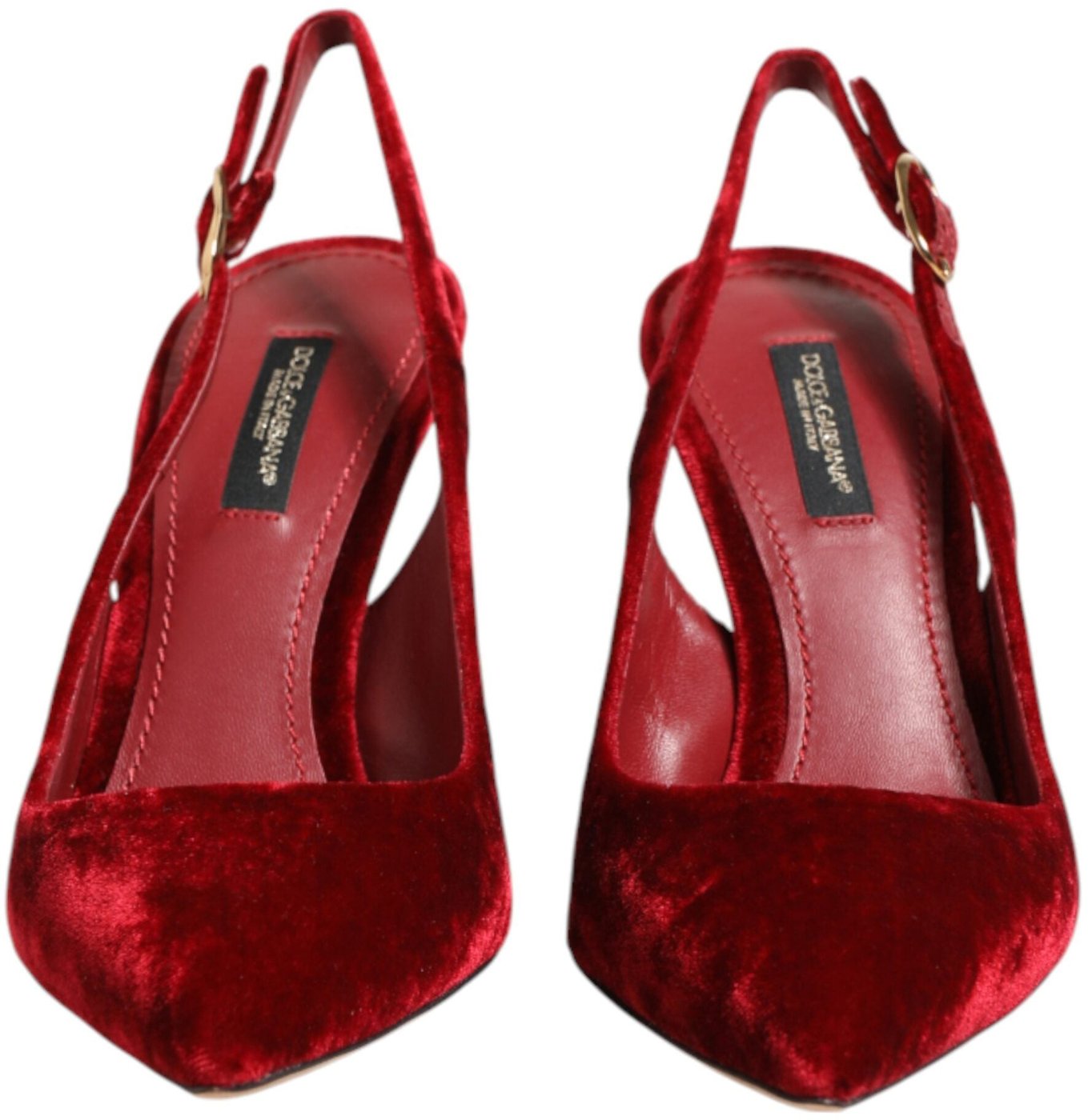 Dolce & Gabbana Red Suede High Heels Slingbacks Sandals Shoes