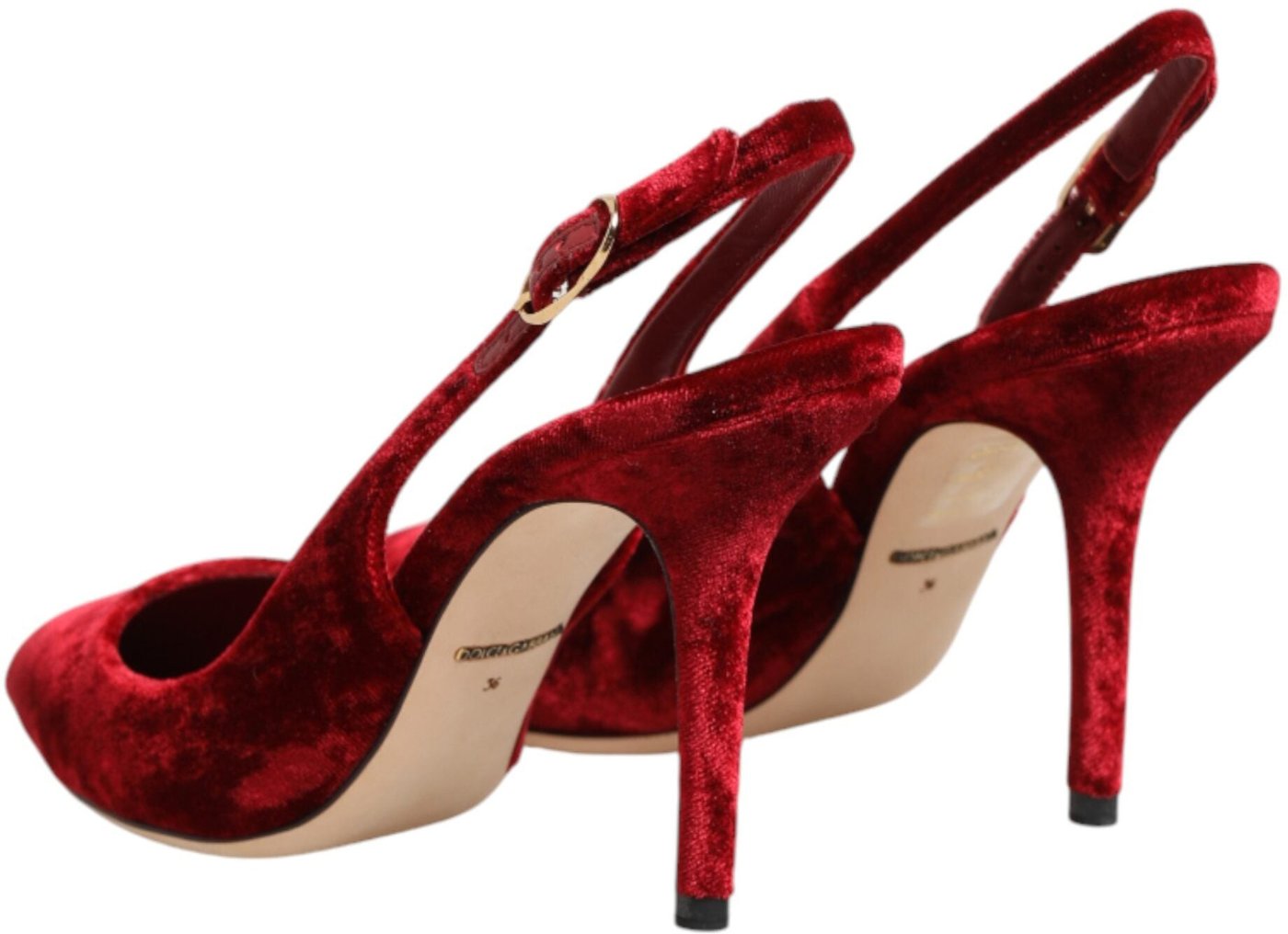 Dolce & Gabbana Red Suede High Heels Slingbacks Sandals Shoes