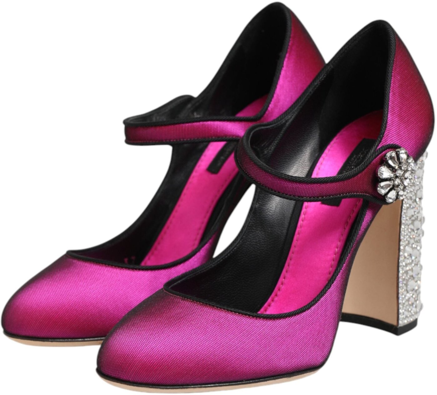 Dolce & Gabbana Pink Strass Mary Janes Heels Pumps Shoes