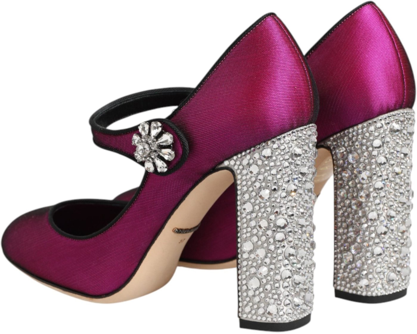 Dolce & Gabbana Pink Strass Mary Janes Heels Pumps Shoes