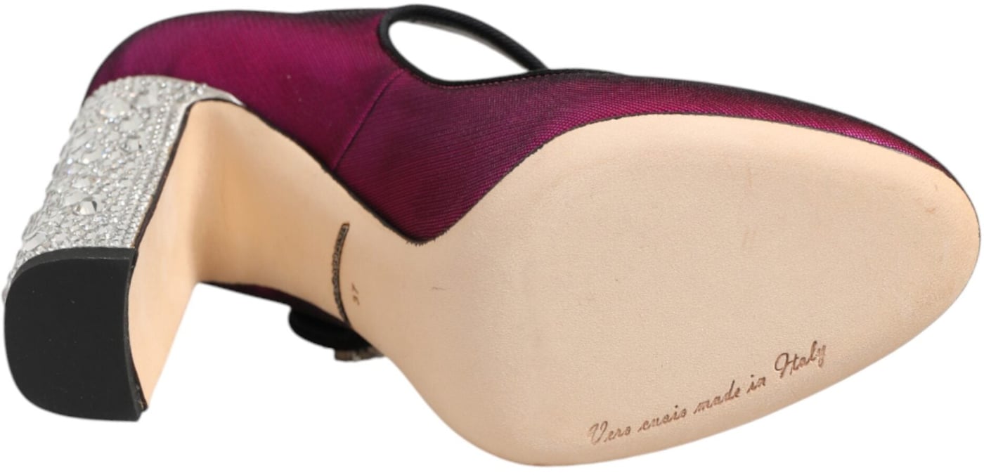 Dolce & Gabbana Pink Strass Mary Janes Heels Pumps Shoes