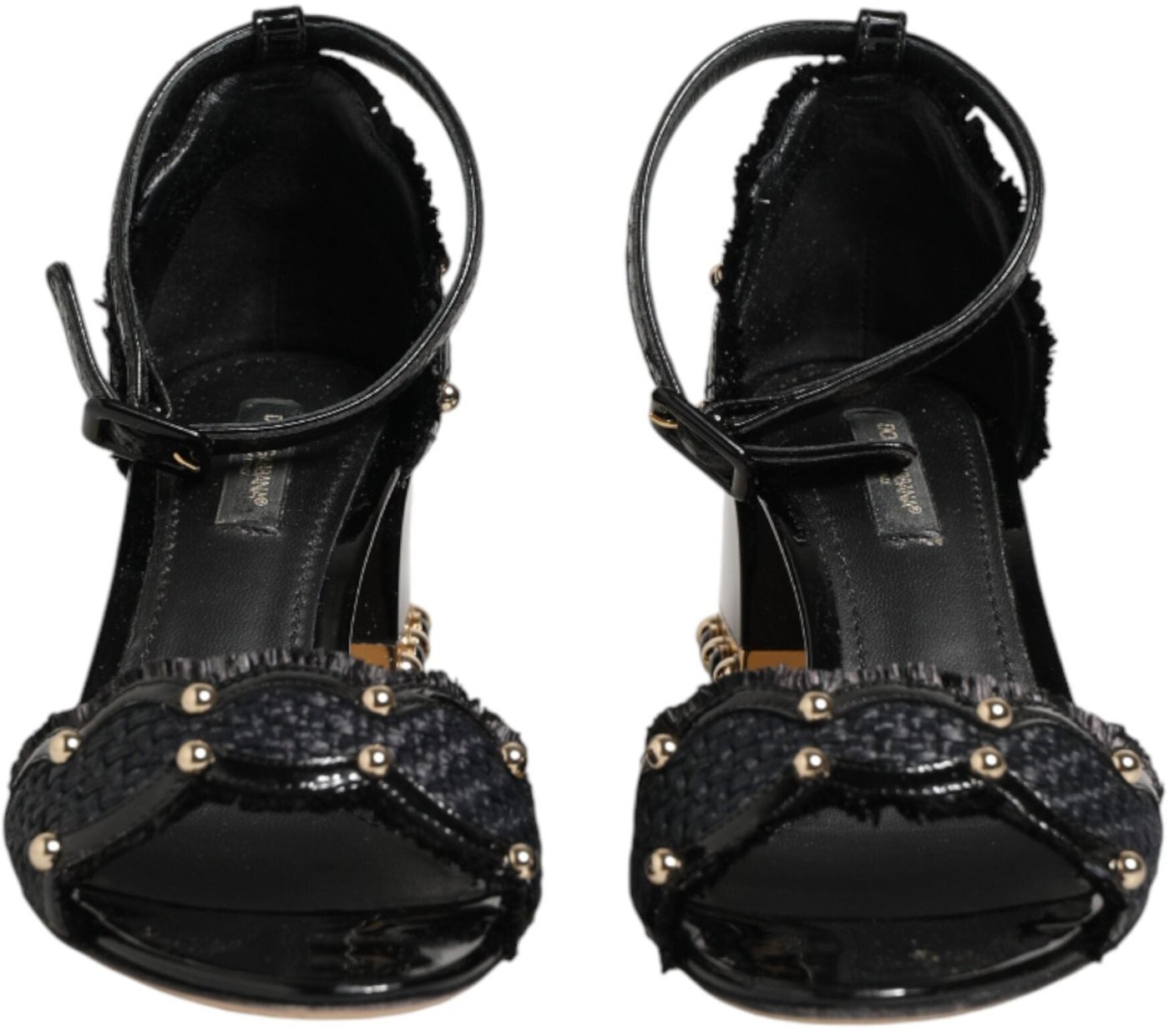 Dolce & Gabbana Black Studded Ankle Strap Sandals Shoes
