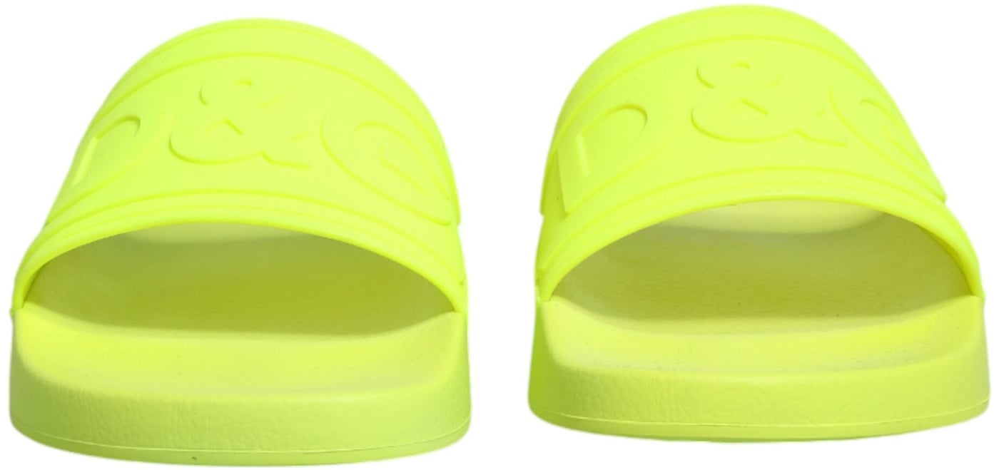 Dolce & Gabbana Green Rubber Slides Sandals Beachwear Shoes