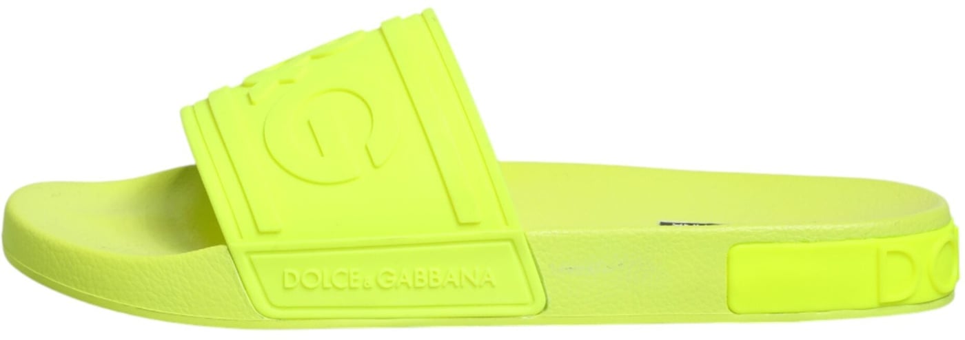Dolce & Gabbana Green Rubber Slides Sandals Beachwear Shoes