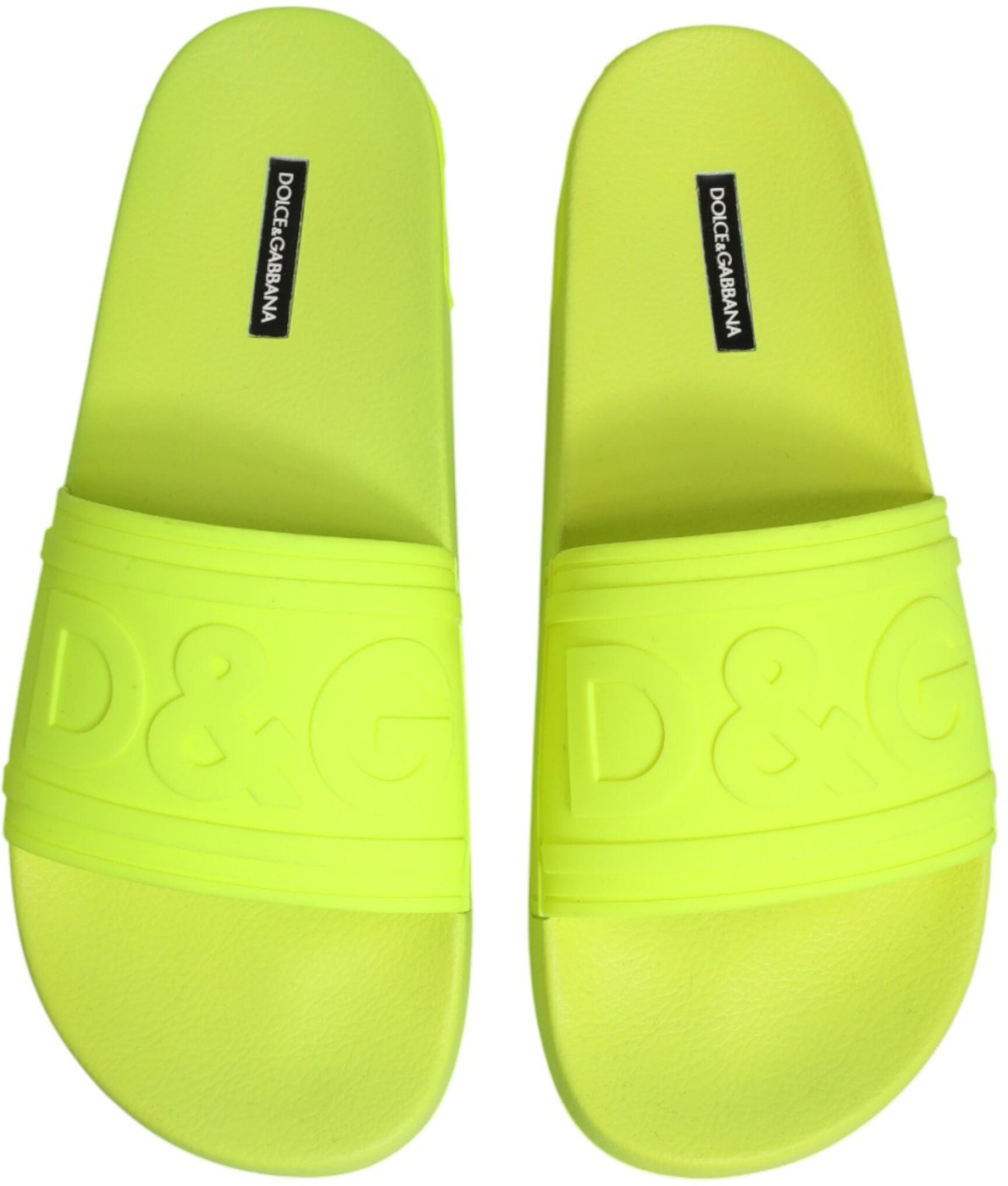 Dolce & Gabbana Green Rubber Slides Sandals Beachwear Shoes