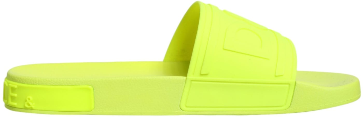 Dolce & Gabbana Green Rubber Slides Sandals Beachwear Shoes
