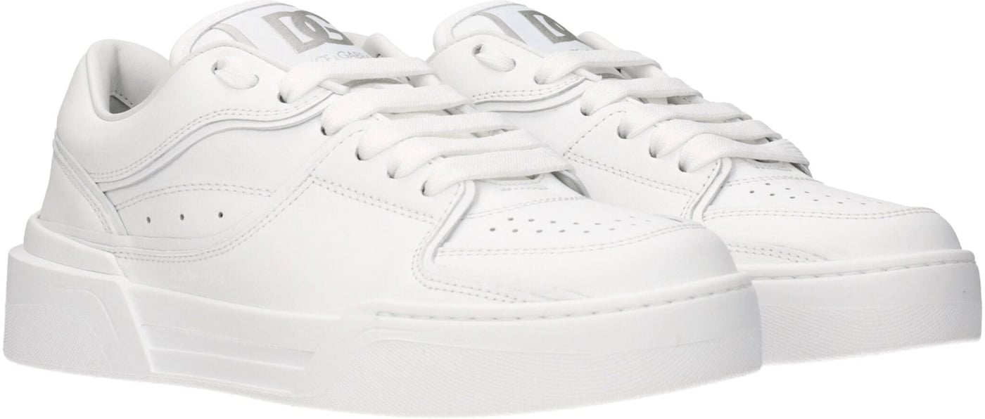 Dolce & Gabbana White Leather Low Top Sneakers