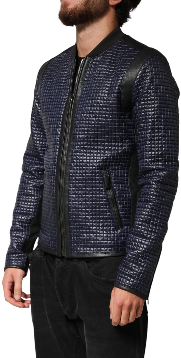 Dolce & Gabbana Blue Nylon Full Zip Bomber Men Jacket