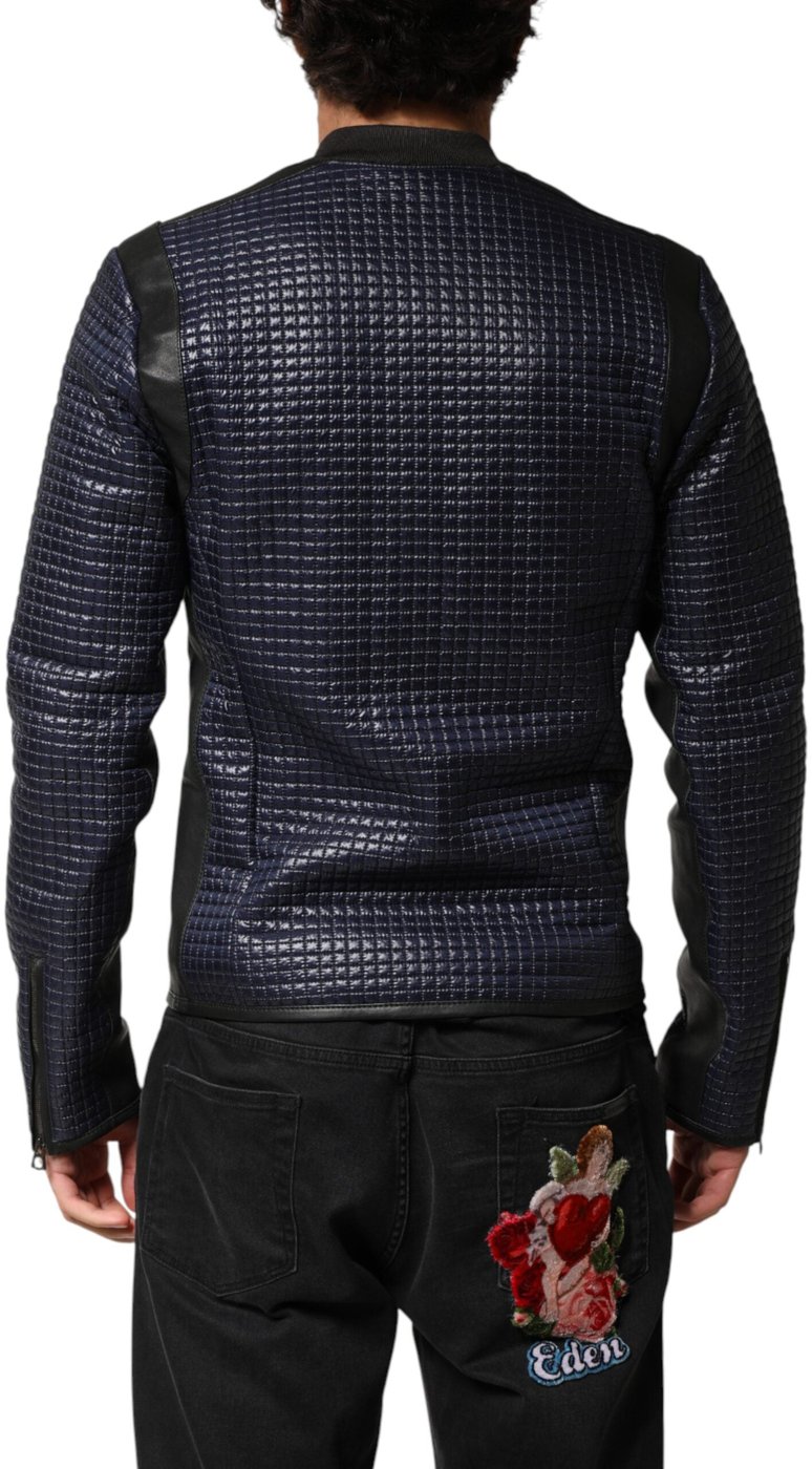 Dolce & Gabbana Blue Nylon Full Zip Bomber Men Jacket