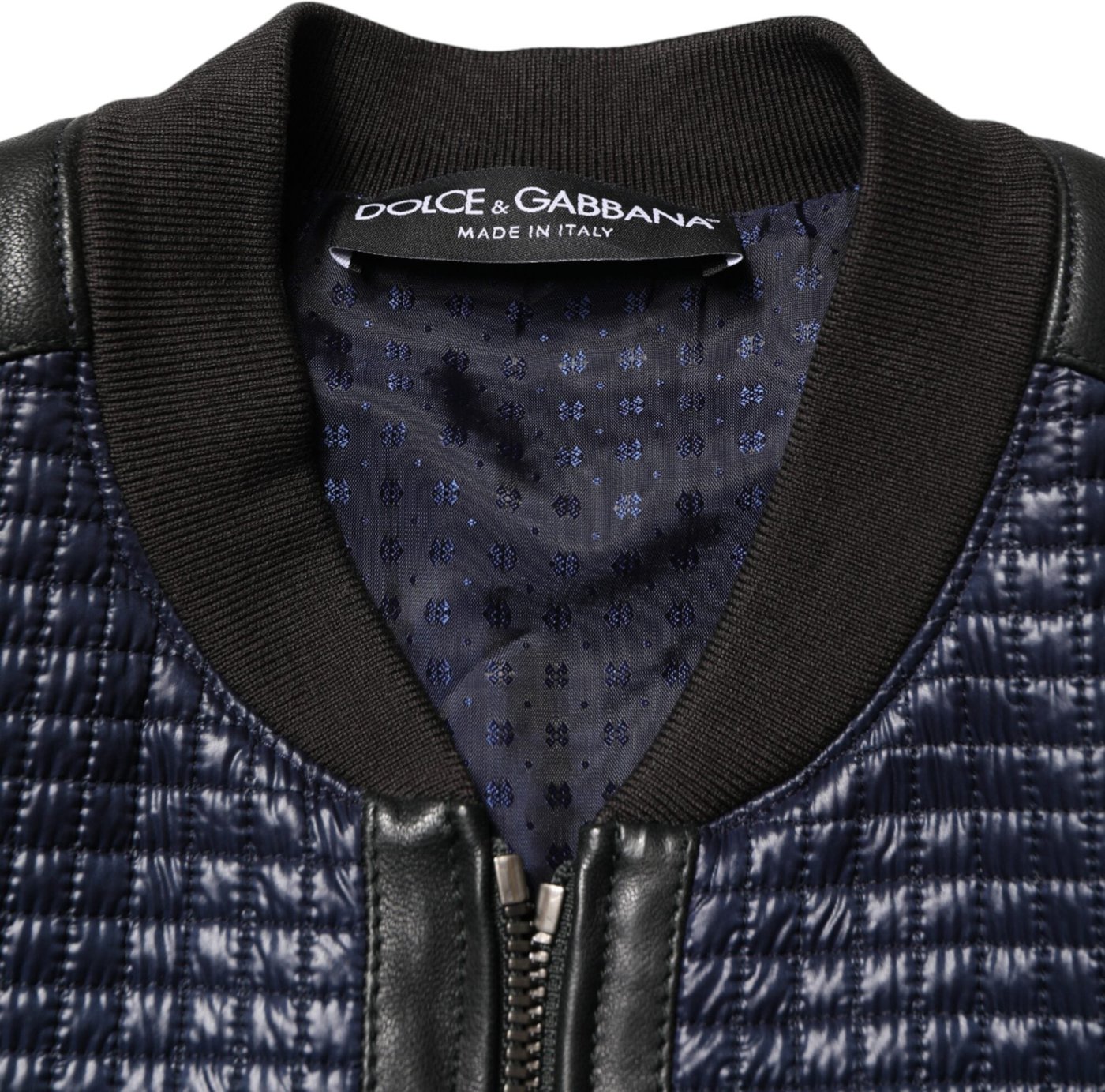 Dolce & Gabbana Blue Nylon Full Zip Bomber Men Jacket