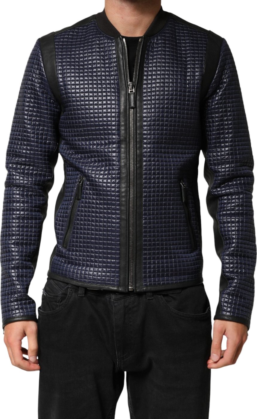 Dolce & Gabbana Blue Nylon Full Zip Bomber Men Jacket