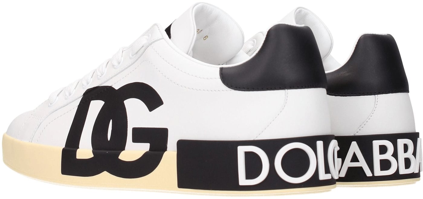 Dolce & Gabbana White Leather Low Top Sneakers