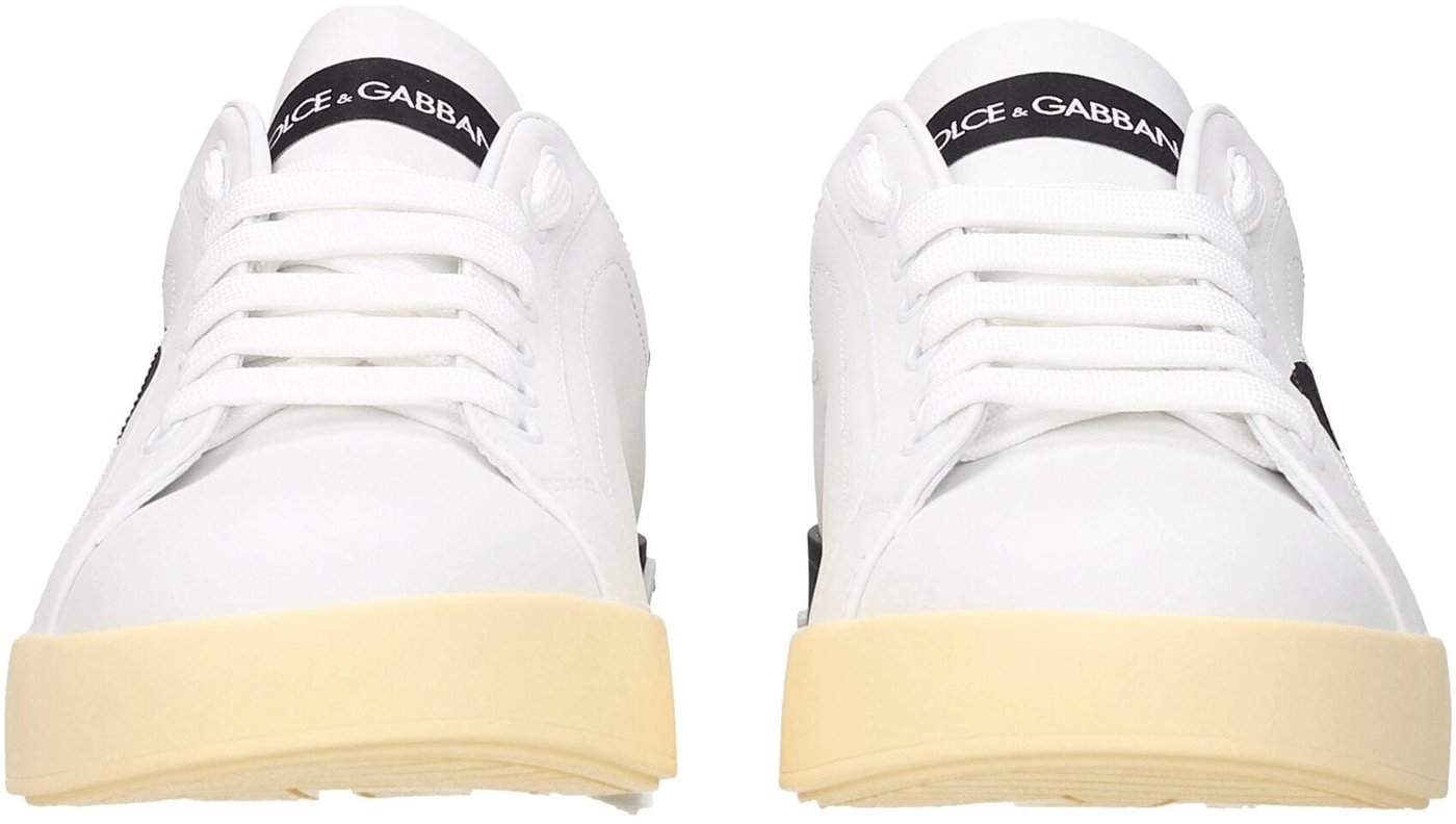 Dolce & Gabbana White Leather Low Top Sneakers