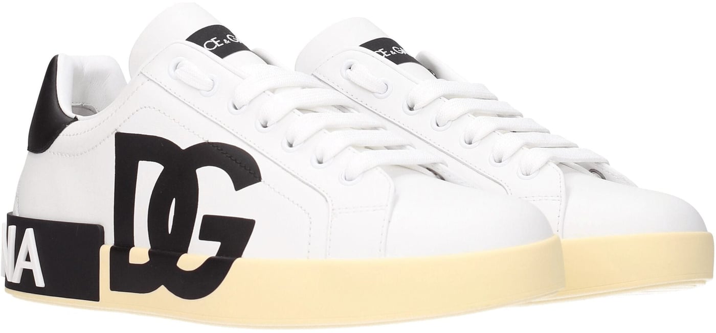 Dolce & Gabbana White Leather Low Top Sneakers
