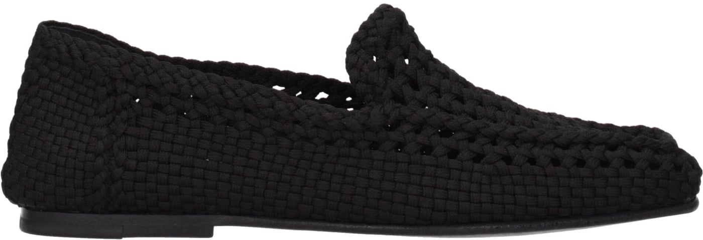 Dolce & Gabbana Black Fabric Slip-On Loafers